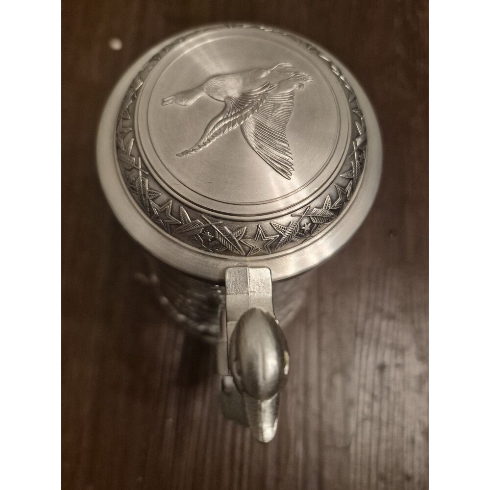 Vintage Lidded Beer Stein Etched Ducks Glass Pewter Lid Old Germany Domex - Picture 5 of 9